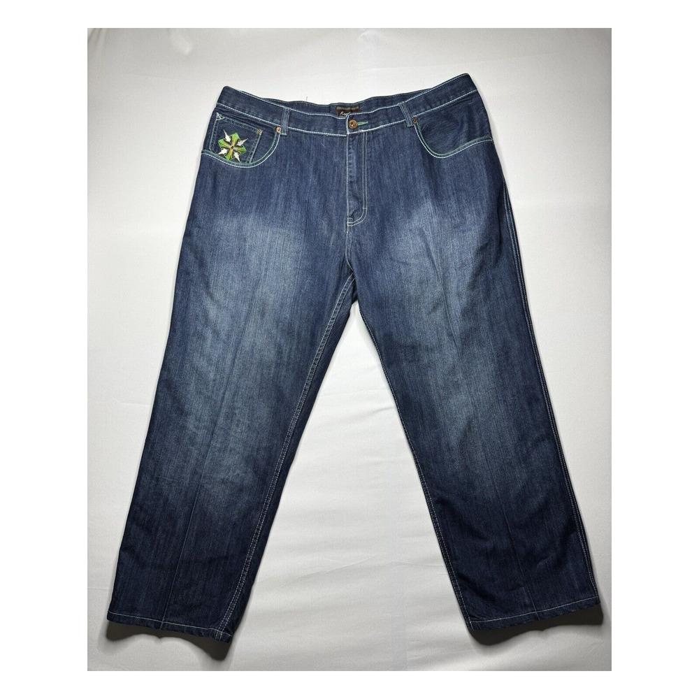 Knockout Denim Men's Wide Leg Embroidered Pocket Baggy Jeans - Size‎ 44x28.5*